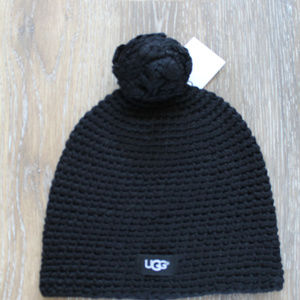 UGG KNIT LOGO‎ POM BEANIE UNISEX BLACK